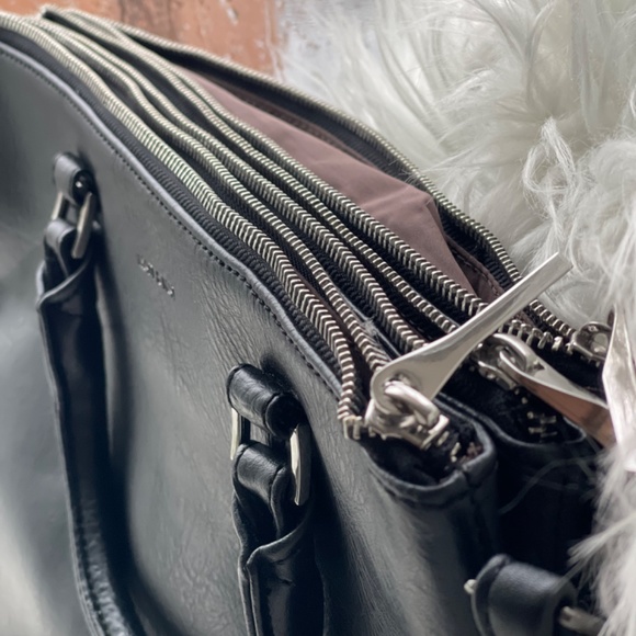 Black Matt & Nat Multi Compartment Purse with Silver Hardware - Picture 2 of 6